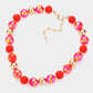 Chunky Glass Metal Ball Beaded Necklace