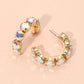 Faceted Round Stone Hoop Earrings