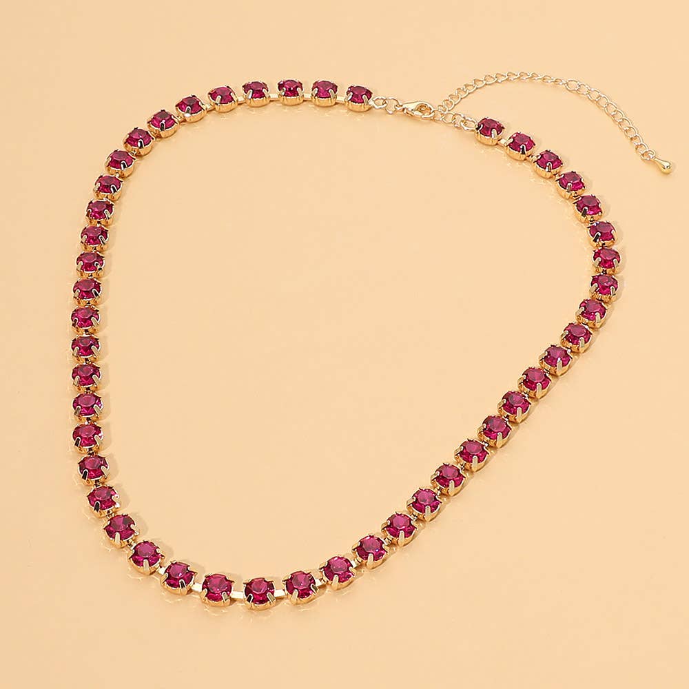 Round Stone Link  Statement Necklace