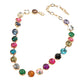SECRET BOX_Faceted Round Multicolor Cushion Stone Link Necklace