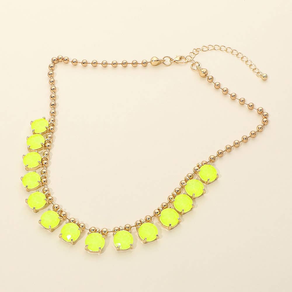 Cushion Teardrop Round Stone Link Evening Necklace