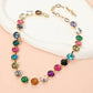 SECRET BOX_Faceted Round Multicolor Cushion Stone Link Necklace
