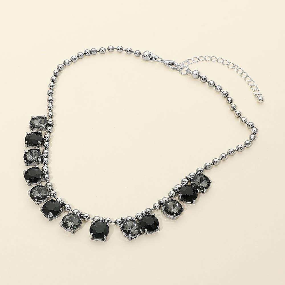Cushion Teardrop Round Stone Link Evening Necklace