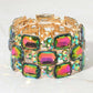 Wide Rhinestone Crystal Stretch Evening Bracelet