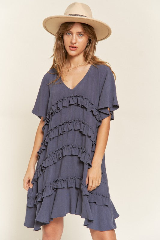 PLUS TIERED RUFFLE MINI DRESS