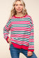 Haptics Full Size Striped Contrast Side Slit Knit Top