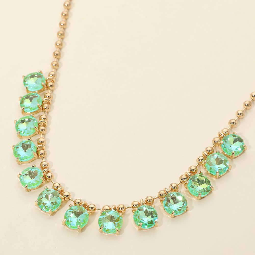 Cushion Teardrop Round Stone Link Evening Necklace