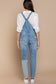 POL Front Chest Zipper Slim Leg Denim Overalls