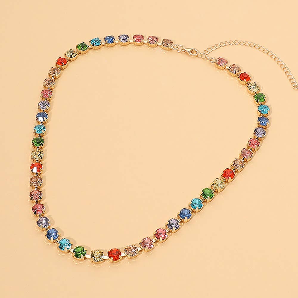 Round Stone Link  Statement Necklace