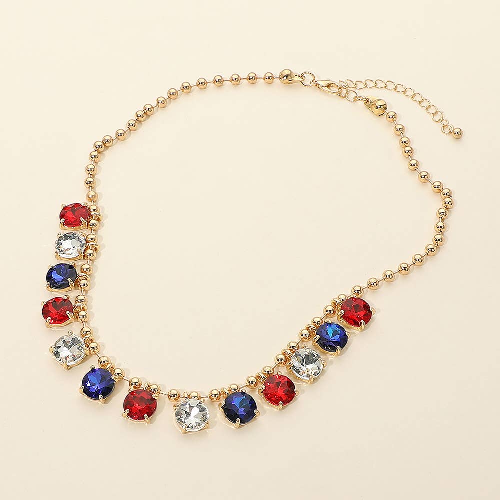 Cushion Teardrop Round Stone Link Evening Necklace