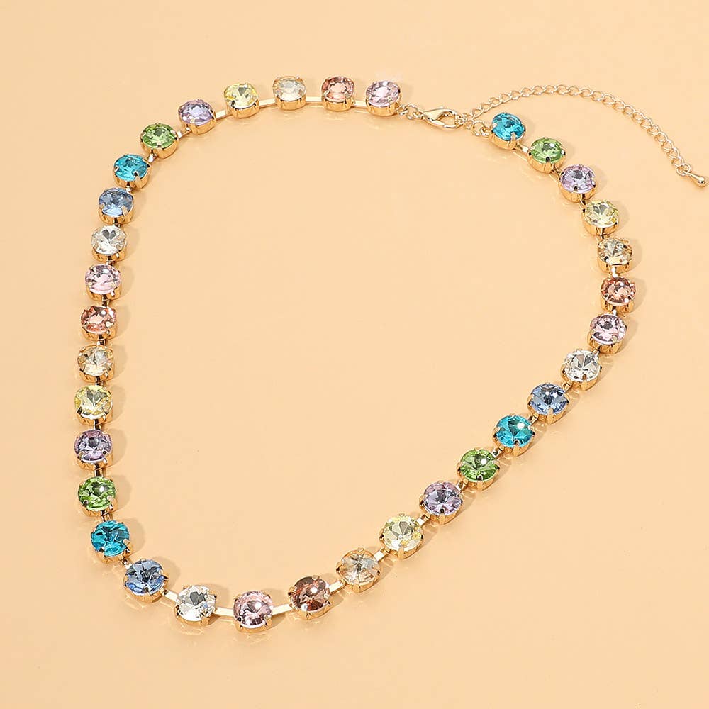 Round Stone Link  Statement Necklace