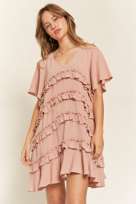 PLUS TIERED RUFFLE MINI DRESS