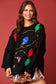 Fur Embroidery Oversized Sweater -Christmas Lights Sequins