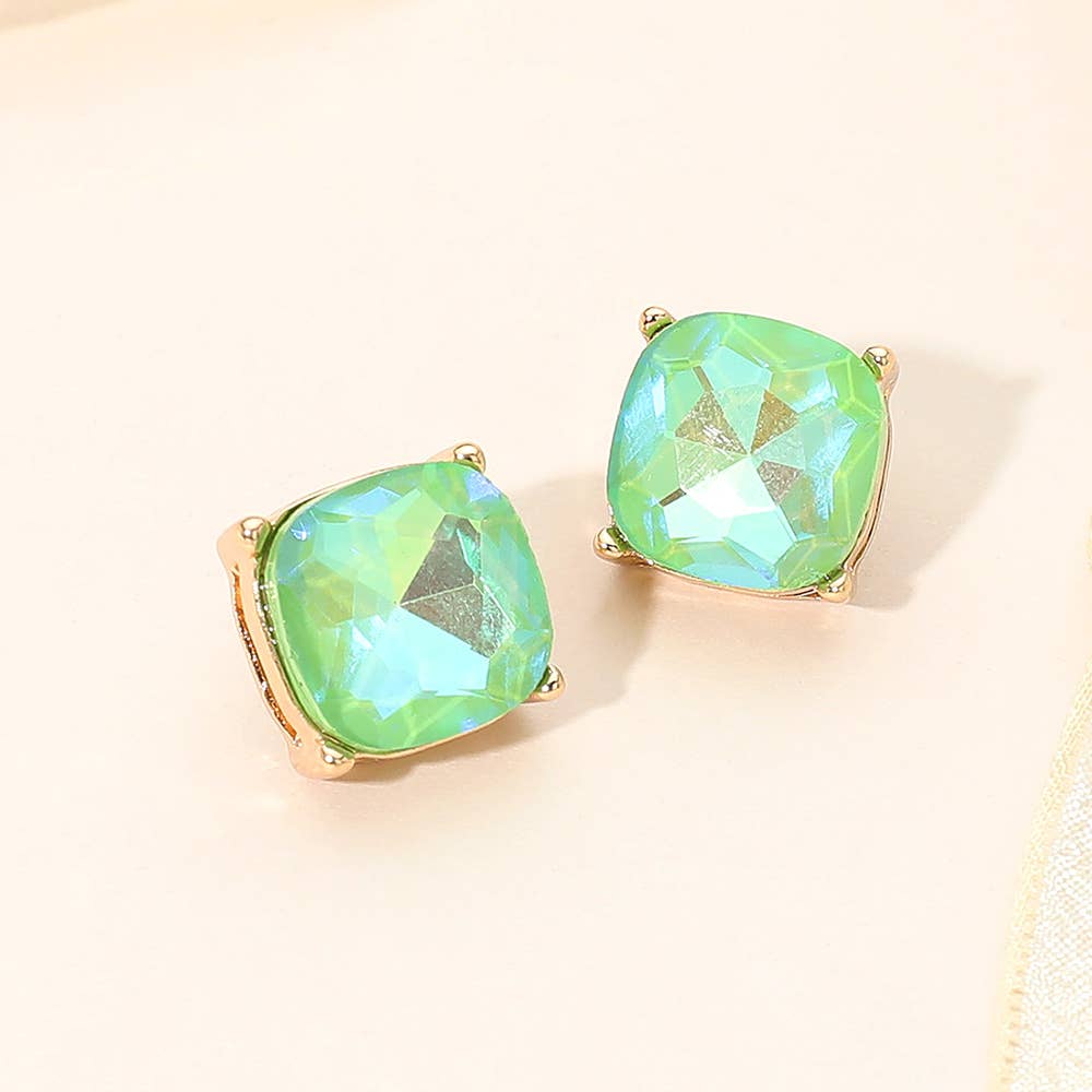 Square Cushion Stud Earrings