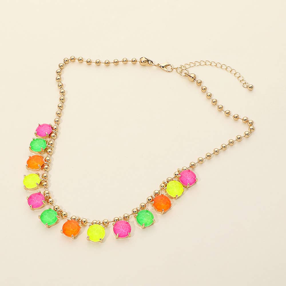 Cushion Teardrop Round Stone Link Evening Necklace
