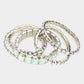 5PCS - Emerald Cut Round Stone Stretch Evening Bracelets