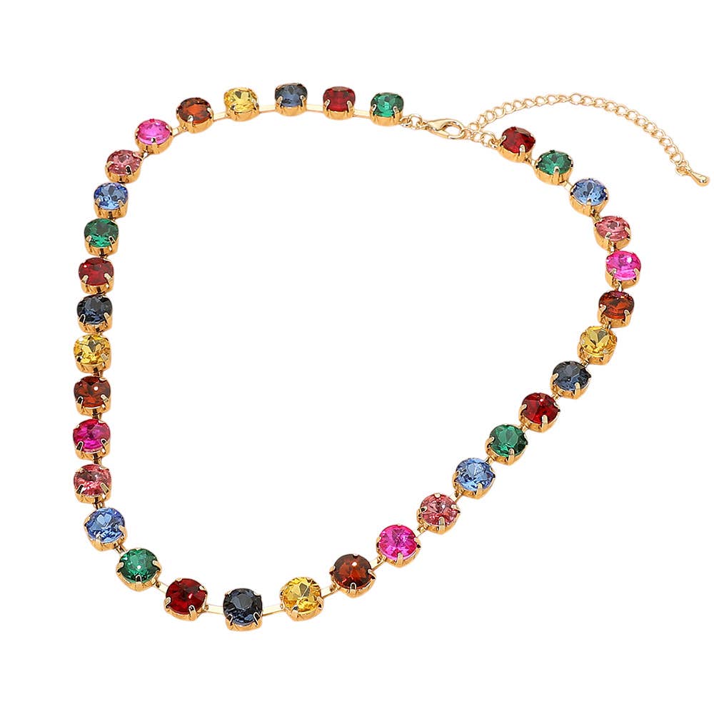 Round Stone Link  Statement Necklace