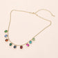Rectangle Stone Cluster Station Beaded Chain Necklace