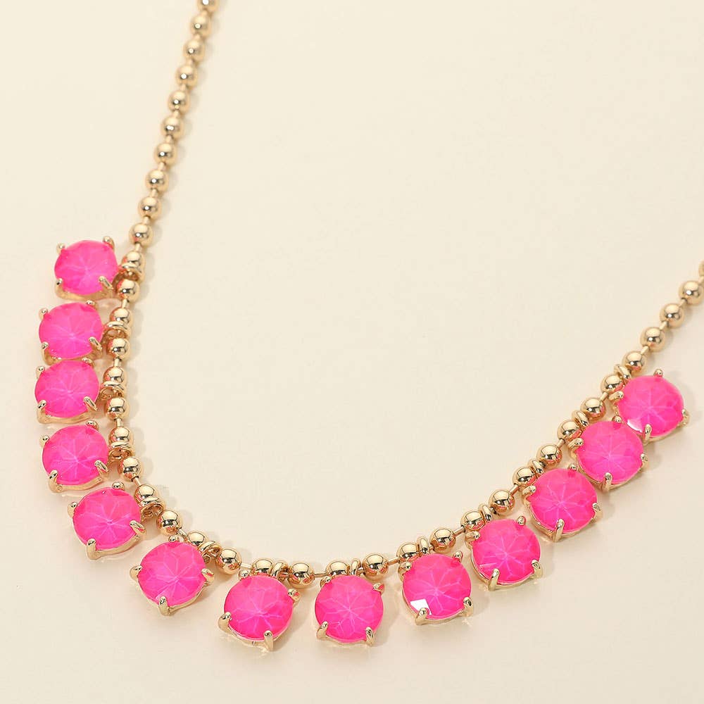 Cushion Teardrop Round Stone Link Evening Necklace
