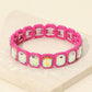 Rectangular Stone Frame Beaded Stretch Bracelet