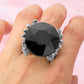 Metal Twig Detailed Round Stone Stretch Ring