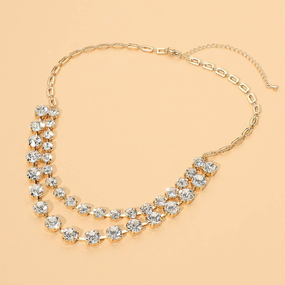 Round Stone Layered Statement Necklace