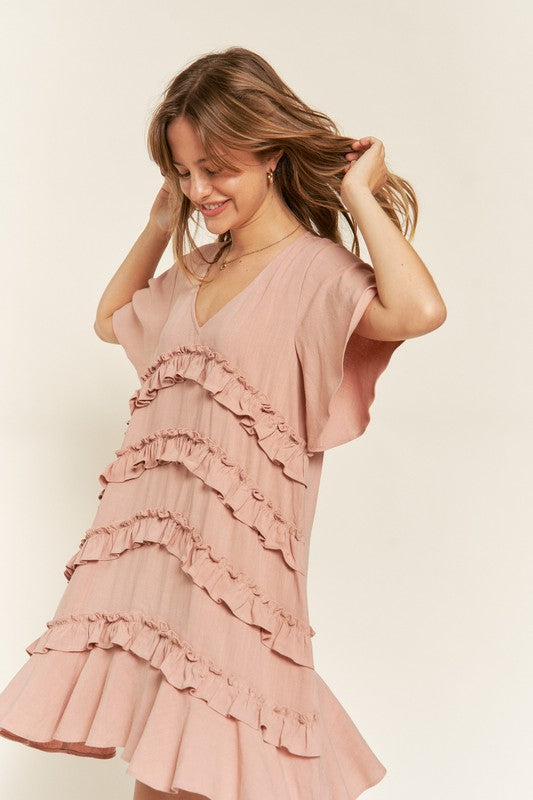 PLUS TIERED RUFFLE MINI DRESS