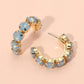 Faceted Round Stone Hoop Earrings