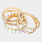 5PCS - Emerald Cut Round Stone Stretch Evening Bracelets