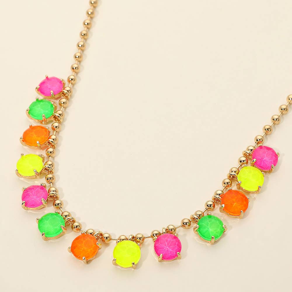 Cushion Teardrop Round Stone Link Evening Necklace