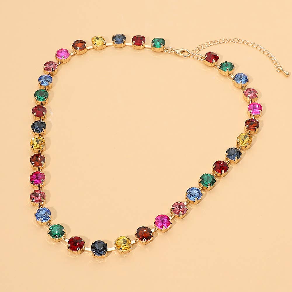 Round Stone Link  Statement Necklace