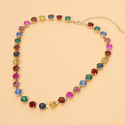 Round Stone Link  Statement Necklace
