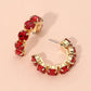 Faceted Round Stone Hoop Earrings