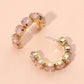Faceted Round Stone Hoop Earrings
