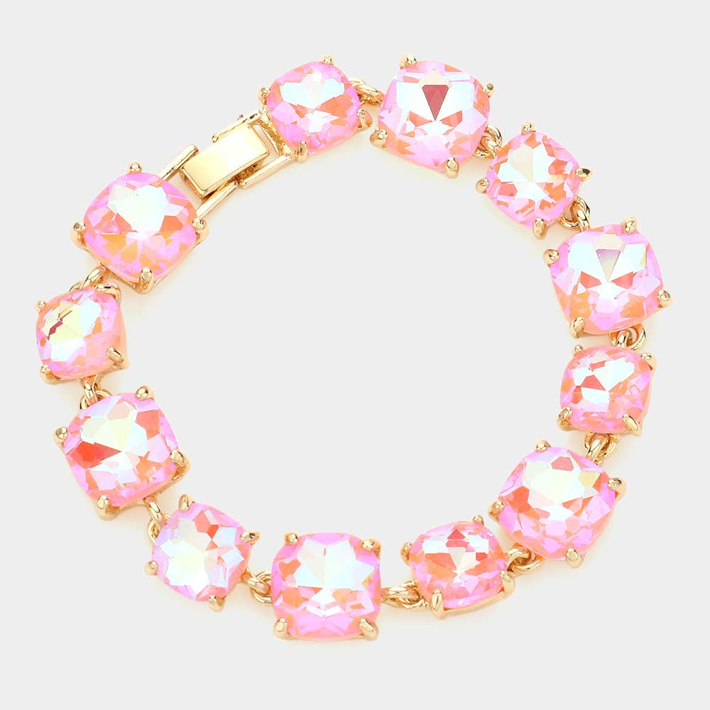 Cushion Square Stone Link Evening Bracelet